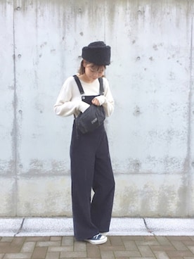 「ZARA（ザラ）のアイテム（オールインワン・サロペット）」を使った、linaさん（レディース・165cm）の秋コーディネート