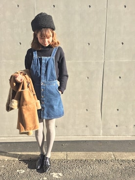 「ZARA（ザラ）のアイテム（オールインワン・サロペット）」を使った、linaさん（レディース・165cm）の冬コーディネート