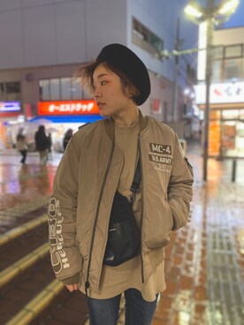 「アパレルスタッフ」｜「アイテム（MA-1）」を使った、nanami さん（レディース・157cm）の秋コーディネート