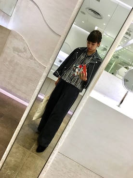 「united arrows」｜「アイテム（ライダースジャケット）」を使った、ponmakoさん（レディース・160cm）の秋コーディネート