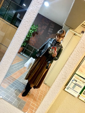 「united arrows」｜「アイテム（ライダースジャケット）」を使った、ponmakoさん（レディース・160cm）の秋コーディネート