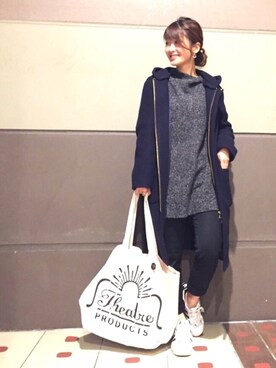 「Artwork Blue（アートワークブルー）のアイテム」を使った、moccoさん（レディース・156cm）の冬コーディネート
