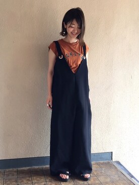 「コックリカラー」｜「アイテム（サロペット/オーバーオール）」を使った、moccoさん（レディース・156cm）の夏コーディネート