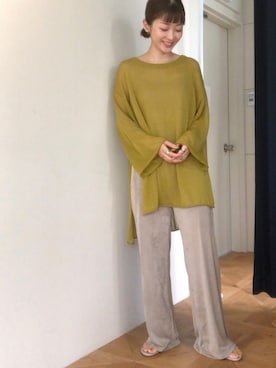 「マスタードイエロー」｜moccoさん（レディース・156cm）の夏コーディネート