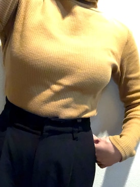 「リブニット」｜「アイテム（その他トップス）」を使った、Kyoka さん（レディース・158cm）の冬コーディネート