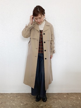 「EUCLAID（エウクレイド）のアイテム（トレンチコート）」を使った、AIさん（レディース・158cm）の秋コーディネート