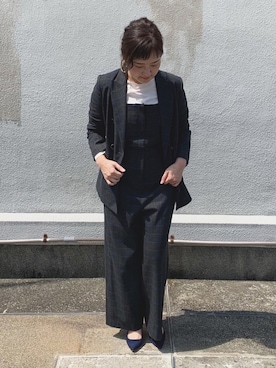 「EUCLAID（エウクレイド）のアイテム（オールインワン・サロペット）」を使った、AIさん（レディース・158cm）の秋コーディネート