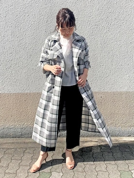 「EUCLAID（エウクレイド）のアイテム（トレンチコート）」を使った、AIさん（レディース・158cm）の冬コーディネート