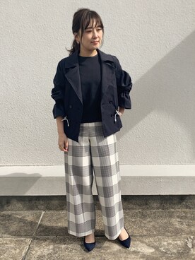 「EUCLAID（エウクレイド）のアイテム（トレンチコート）」を使った、AIさん（レディース・158cm）の春コーディネート