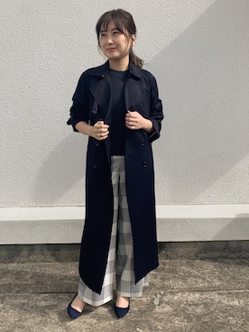 「EUCLAID（エウクレイド）のアイテム（トレンチコート）」を使った、AIさん（レディース・158cm）の冬コーディネート