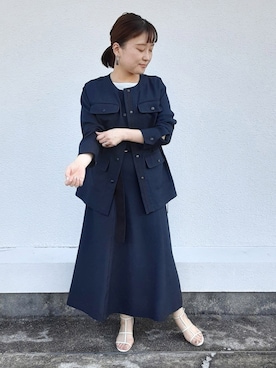 「アイテム（テーラードジャケット）」を使った、AIさん（レディース・158cm）の春コーディネート