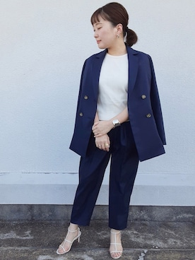 「EUCLAID（エウクレイド）のアイテム（パンツ）」を使った、AIさん（レディース・158cm）の春コーディネート