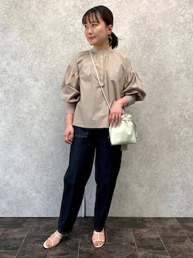 「EUCLAID（エウクレイド）のアイテム（パンツ）」を使った、AIさん（レディース・158cm）の春コーディネート
