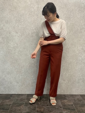 「EUCLAID（エウクレイド）のアイテム（オールインワン・サロペット）」を使った、AIさん（レディース・158cm）の夏コーディネート
