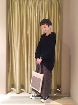 「rps（アールピーエス）のアイテム（帽子）」を使った、モエさん（レディース・158cm）の秋コーディネート