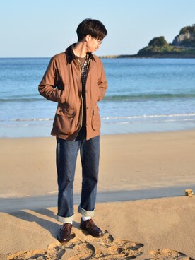 「海」｜「アイテム（その他アウター）」を使った、SAKURAGIさん（メンズ・179cm）の冬コーディネート