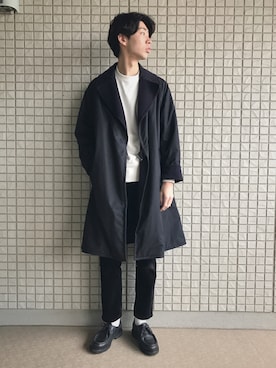 「ネイビー×ホワイト」｜「アイテム（その他アウター）」を使った、SAKURAGIさん（メンズ・179cm）の秋コーディネート