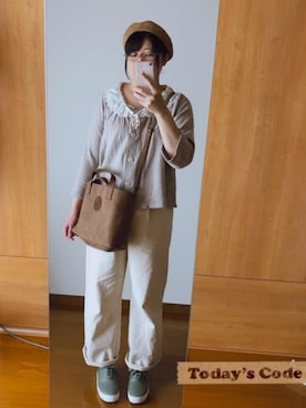 「春めきシューズ」｜「アイテム（ノーカラージャケット）」を使った、なぴすさん（レディース・157cm）の春コーディネート