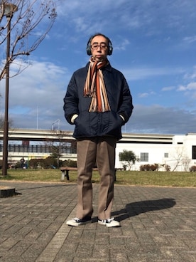 「古着」｜「アイテム（CD）」を使った、サブーさん（メンズ・165cm）の冬コーディネート
