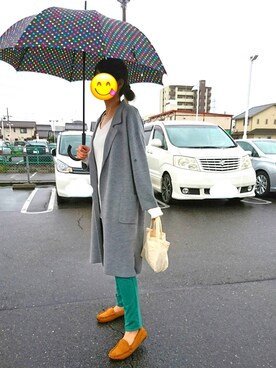 「傘」｜「アイテム（その他アウター）」を使った、Uさん（レディース・167cm）の秋コーディネート