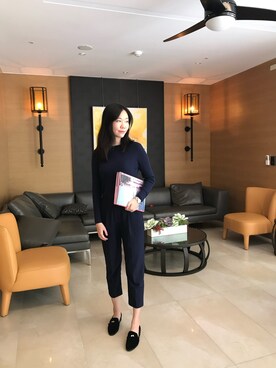 「Bershka（ベルシュカ）のアイテム（トップス、ブルー系）」を使った、Anさん（レディース）の冬コーディネート