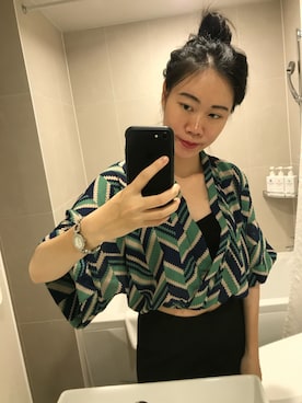 「Koreaのアイテム（トップス、グリーン系）」を使った、Anさん（レディース）の冬コーディネート