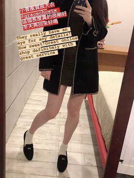 「gracechowのアイテム（トレンチコート、ブラック系）」を使った、Anさん（レディース）の冬コーディネート