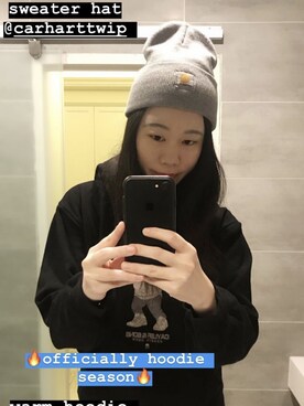 「Taiwanのアイテム（パーカー、ブラック系）」を使った、Anさん（レディース）の冬コーディネート