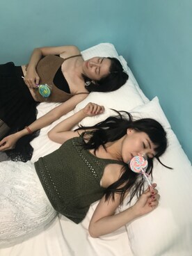 「FOREVER 21（フォーエバー トゥエンティーワン）のアイテム（タンクトップ、グリーン系）」を使った、Anさん（レディース）の冬コーディネート