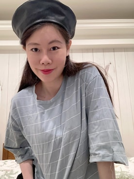 「made in Koreaのアイテム（Tシャツ/カットソー、ブルー系）」を使った、Anさん（レディース）の夏コーディネート