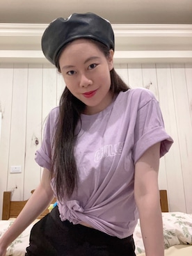 「NET（ネット）のアイテム（Tシャツ/カットソー、パープル系）」を使った、Anさん（レディース）の夏コーディネート