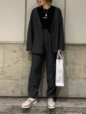 「PAGEBOY（ページボーイ）のアイテム（ノーカラージャケット）」を使った、macさん（レディース・161cm）の春コーディネート