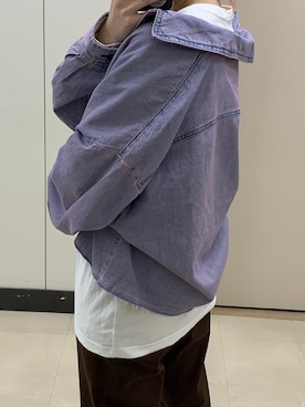 「mystic（ミスティック）のテーパードデニムパンツ（デニムパンツ）」を使った、macさん（レディース・161cm）の夏コーディネート