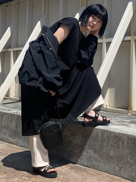 「Wrangler」｜「アイテム（ブルゾン）」を使った、macさん（レディース・161cm）の春コーディネート