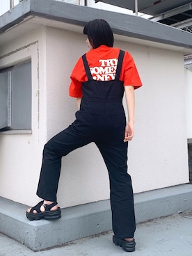「PAGEBOY（ページボーイ）のアイテム（サロペット/オーバーオール）」を使った、macさん（レディース・161cm）の夏コーディネート