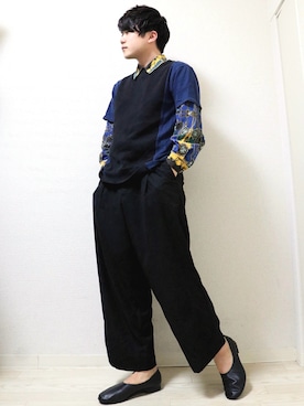 「HARE（ハレ）のアイテム（スリッポン）」を使った、stickさん（メンズ・170cm）の春コーディネート