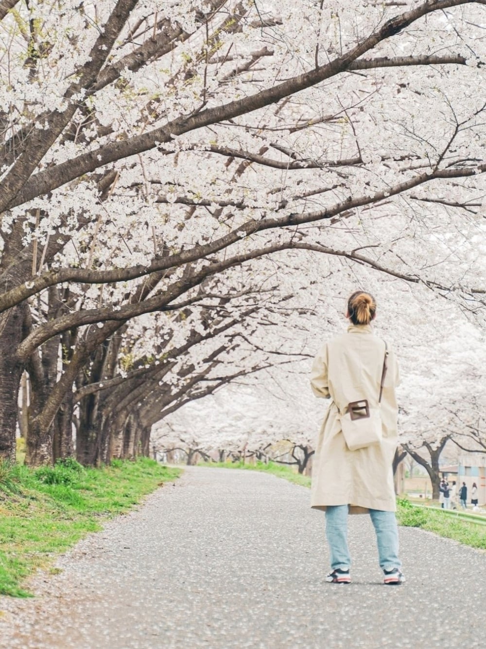 「春、コットンロングコート、UNIQLO U、ユニクロ、デニム、オトナ女子、トレンチコート、ナイキ、エアマックス」｜「UNIQLOのアイテム（ジャケット/アウター、ホワイト系）」を使った、katsuさん（レディース・162cm）の春コーディネートの1枚目の写真