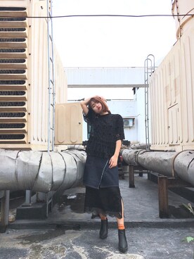 「MONKI（モンキ）のアイテム（レッグウェア）」を使った、_难不极さん（レディース・163cm）の春コーディネート