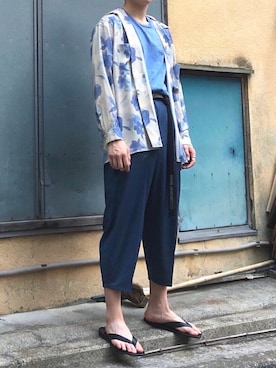「Johnbull Private labo（ジョンブルプライベートラボ）のアイテム（サンダル）」を使った、きゅさん（メンズ・179cm）の春コーディネート