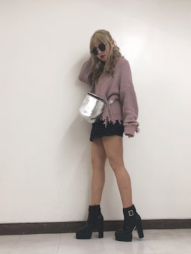 「シルバーバッグ」｜Kahoyanさん（レディース・150cm）の秋コーディネート