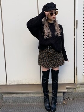 「ENVYM（アンビー）のアイテム（帽子）」を使った、Kahoyanさん（レディース・150cm）の冬コーディネート