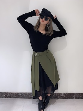 「ENVYM（アンビー）のアイテム（帽子）」を使った、Kahoyanさん（レディース・150cm）の春コーディネート