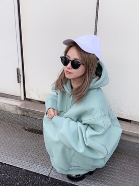 「ENVYM（アンビー）のアイテム（帽子）」を使った、Kahoyanさん（レディース・150cm）の春コーディネート