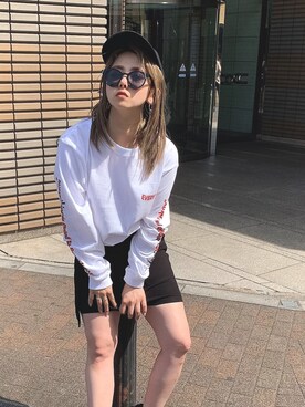 「ENVYM（アンビー）のアイテム（帽子）」を使った、Kahoyanさん（レディース・150cm）の春コーディネート