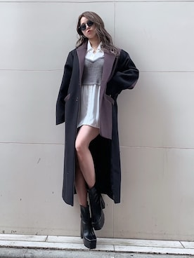 「ENVYM（アンビー）のアイテム（チェスターコート）」を使った、Kahoyanさん（レディース・150cm）の秋コーディネート