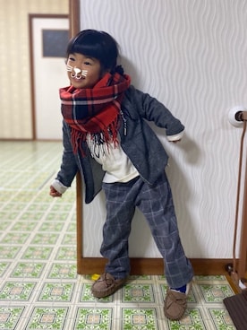 「アイテム（モカシン/デッキシューズ）」を使った、ｍａｍｅ＊さん（キッズ・90cm）の冬コーディネート