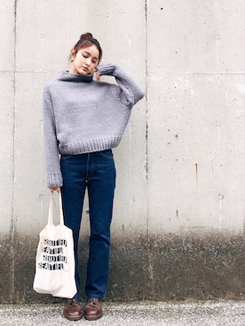 「LIFE's（ライフズ）のアイテム（トップス）」を使った、七瀬みなみさん（レディース・168cm）の秋コーディネート