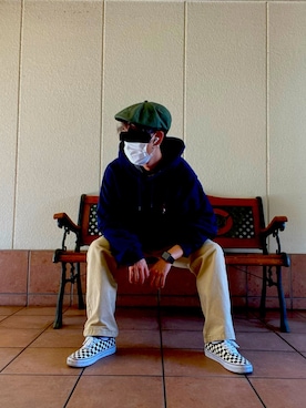 「BEAMS（ビームス）のアイテム（ハンチング/ベレー帽）」を使った、shooyさん（メンズ・168cm）の秋コーディネート