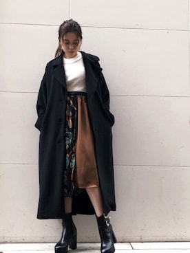 「EVRIS（エヴリス）のアイテム（その他アウター）」を使った、miyuさん（レディース・159cm）の冬コーディネート
