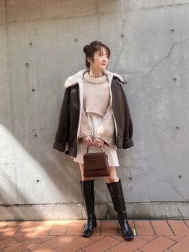 「ブラウス」｜「アイテム（ムートンコート）」を使った、tomohaさん（レディース・156cm）の秋コーディネート